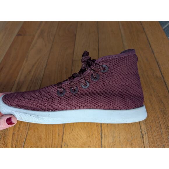 Allbirds Tree Toppers High Top Sneakers Burgundy Sustainable Wool Women's Size 8 - Picture 4 of 8